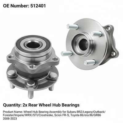 Juego de cojinetes de buje de rueda trasera para Subaru BRZ/Impreza/Toyota 86 2008-2023 512401 Foto 1 de 4