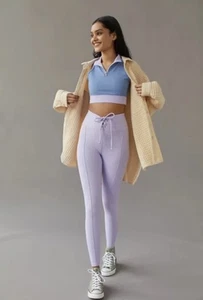 Years of Ours Football Lace-up Ribbed Stretch Leggings Purple Lilac Small - Picture 1 of 7