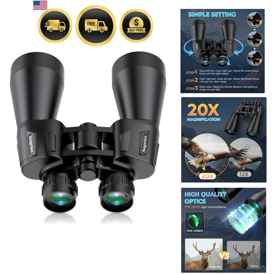 20x60 Binoculars for Adults Waterproof Fog Proof High Powered Bird Watching H... - Image 1 of 4