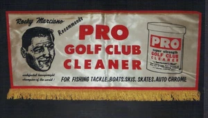 EXTREMELY RARE boxing golf ROCKY MARCIANO SILK BANNER PENNANT 28X12 boxer poster - Picture 1 of 2
