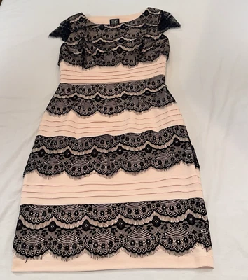 Vestido Vaina Jax Negro Encaje Manga Casquillo Forrado Talla 8 Foto 1 de 4