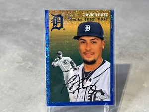 2023 TOPPS CHROME PLATINUM ANNIVERSARY JAVIER BAEZ BLUE MINI DIAMONDS REF 17/199 - Picture 1 of 1