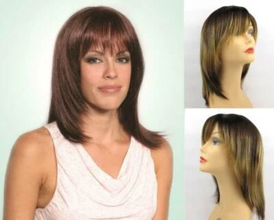 MUJER HASTA LOS HOMBROS PELO LISO EN CAPAS PELUCA CON EXTREMOS BISELADOS Y FLEQUILLO PIEL TOP Foto 1 de 4