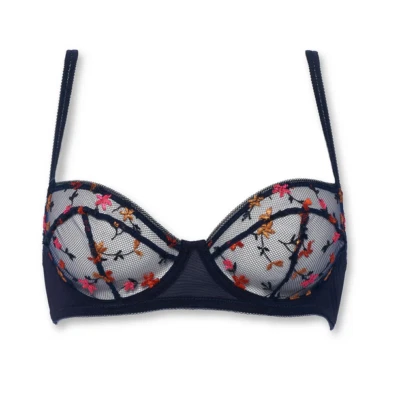 HUIT Bra - Night Fever - Underwire - Floral - Navy Blue - Size 30D - Image 1 of 4