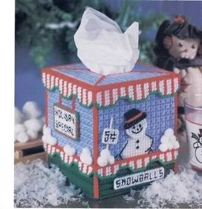 **SNOWBALLS 5 CENTS TISSUE BOX COVER TO STITCH**PLASTIC CANVAS PATTERN** - Picture 1 of 1