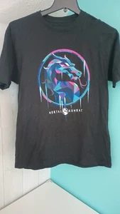 Mortal Kombat Multi Color Logo Graphic Black T-Shirt Men's Size Large - Picture 1 of 4