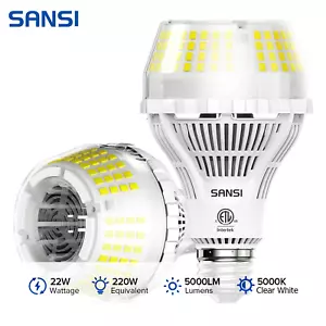 SANSI LED Light Bulb 200W Equivalent 22W 5000lm 5000K Daylight White A21 2 Pack - Picture 1 of 8