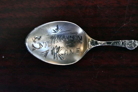 Stockton Kansas Souvenir Spoon by Paye & Baker 4" Sterling Silver .19 oz Cover