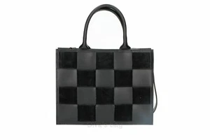 Italian Genuine Leather Handbag / Shoulder Bag woven design - black - Picture 1 of 6