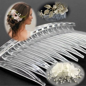  Clear Acrylic Hair Comb - Bridal, Prom, Quinceañera - with CHANNEL for DYI ease - Picture 1 of 10