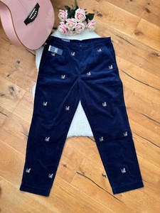 Polo RALPH LAUREN DOG TROUSERS Blue Stretch Corduroy Embroidered Relaxed size 34 - Picture 1 of 20