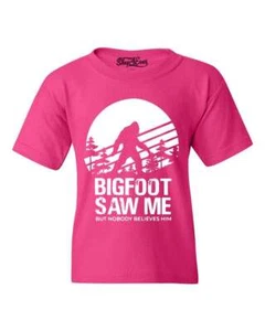 Bigfoot Saw Me But Nobody Believes Him Youth's T-Shirt Funny Camping Hike Shirts - Picture 1 of 10