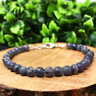 Blue Iolite 65.00 Cts Natural 7 Inches Long Round Shape Beads Bracelet NK 33E179