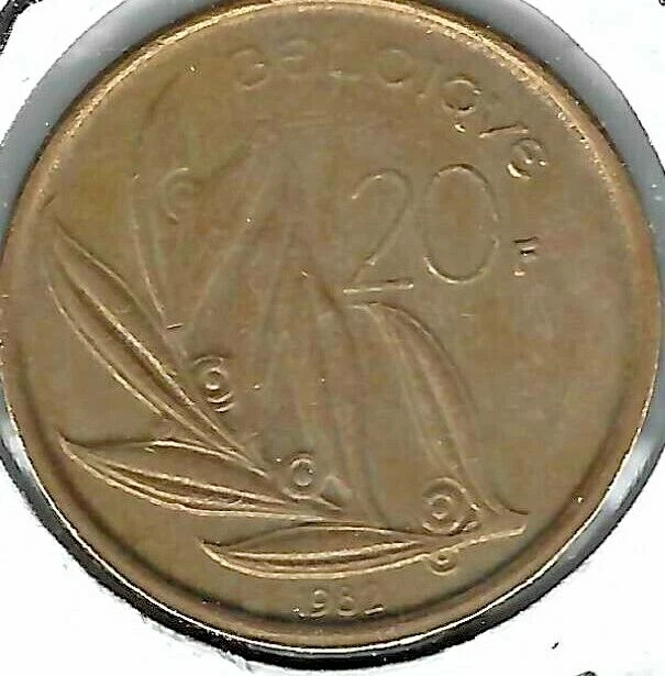 1982 Belgium 20 Francs Nickel Bronze World Coin KM159 Belgique Frank - Image 1 of 2