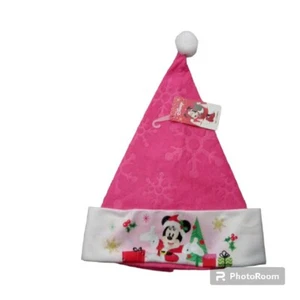 Disney Minnie Mouse NEW Santa Claus Hat OSFM Pink -Felt -Snowflake Accents -Pom - Picture 1 of 8