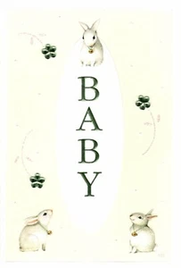 Congratulations New Baby White Rabbit Bunny Theme Marjolein Bastin Hallmark Card - Picture 1 of 3