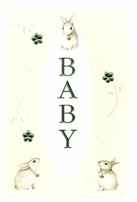 Congratulations New Baby White Rabbit Bunny Theme Marjolein Bastin Hallmark Card - Image 1 of 3