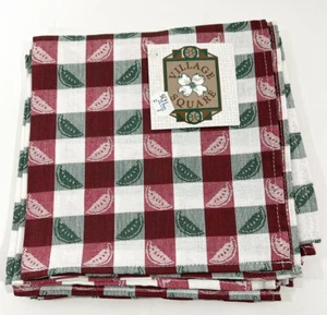 Vintage NOS Set of 4 Square 16.5” Napkins w Watermelons 1992 USA 100% cotton - Picture 1 of 7