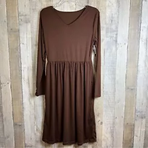 Brown Unbranded Large Peplum Dress with Long Sleeves & V-Neck - Picture 1 of 7