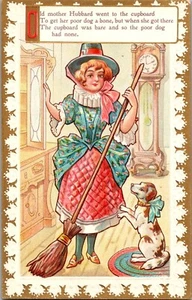 Postkarte Kinderzimmerreim alte Mutter Hubbard geteilter Rücken geprägt Poststempel 1912 - Bild 1 von 2
