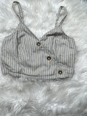 Camiseta sin mangas Hollister cruzada para mujer talla grande blanca/verde verano Foto 1 de 4