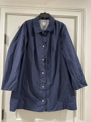 Abrigo de lluvia para mujer JCrew azul marino con bordes festoneados en la parte delantera talla 18 Foto 1 de 3