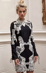 Nuevo con etiquetas Vestido Thurley Negro Organza Mirage Talla S $629 - Imagen 1 de 4