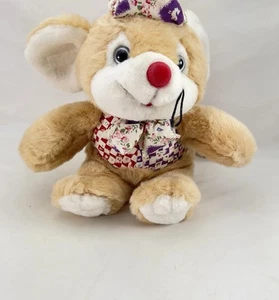 Dan Dee Soft Toy Mouse Cream Purple Beige Hat Retro Plush - Picture 1 of 24