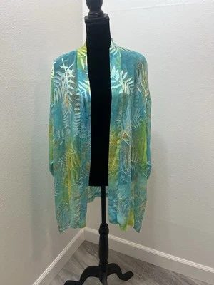 Drapers & Damons Talla Única TRANSPARENTE Frente Abierto Topper Chaqueta Mezcla Seda Foto 1 de 4