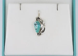 Sterling Silver Navajo Native American Vernon Chee Turquoise Pendant - Picture 1 of 9