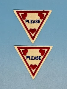2 Girl Scouts Of America Brownie Try Its Retired "Manners" Triangle Badge - Picture 1 of 3
