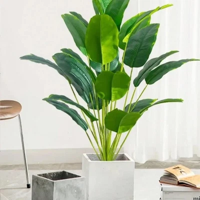 Artificial Palm Tree Large Fake Banana Plant Real Touch Leaves Home Garden Decor - Image 1 of 4