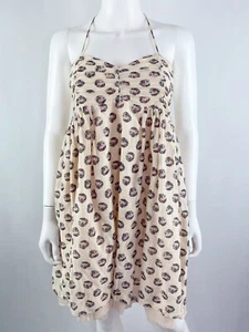 Manoush Light Pink Printed Babydoll Halter Dress Size 36 US S Silk Cotton Blend - Picture 1 of 10