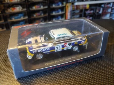 Spark S1296 PEUGEOT 504 T. Makinen Rallye Ivory Coast 1976 - 1:43 RARE - Immagine 1 di 4