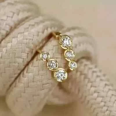 Round Cut 2.00Ct Lab Created Diamond Women's Hoop Earring 14K Yellow Gold Plated - Image 1 of 4