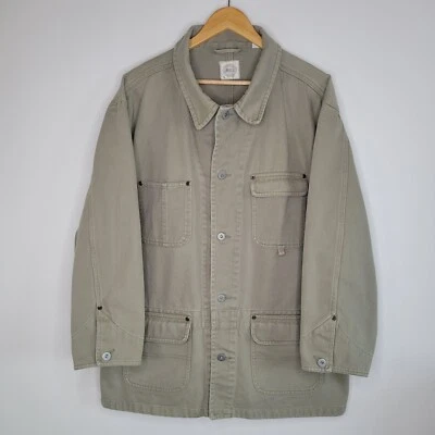 Vintage Green Canvas Utility Barn Jacket Size L Work Chore Field 3/4 Sleeves - Image 1 of 4