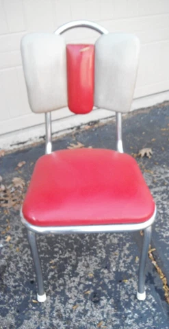 Red Gray Retro Dining Chair Chrome Vinyl Seat Kitchen Vintage 50's Diner Style Cover