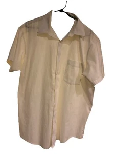Men’s Short Sleeve Ivory Button Down Shirt Size 17-17 1/2 By Covington - Picture 1 of 6