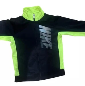 Nike Boy's Full Zip High Neck Tape Logo Track Black/Neon yellow Size 5-6YRS - Picture 1 of 7