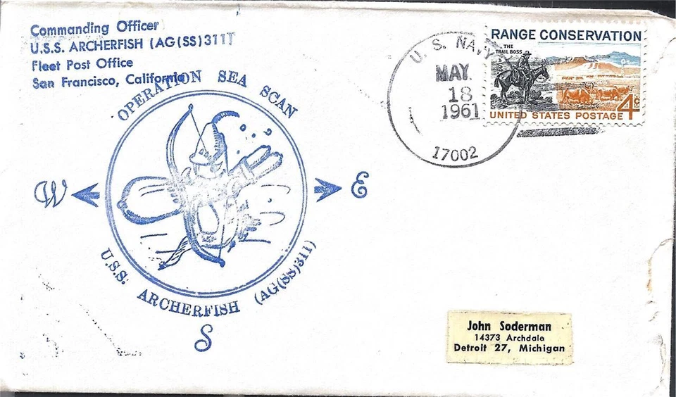 ARCHERFISH (AG(SS)-311) 18 May 1961 Operation Sea Scan - Image 1 of 1
