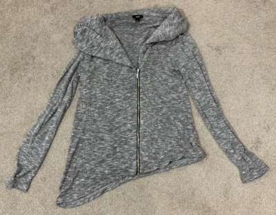 Mossimo Mujeres Asimétrico Moto Cremallera Suéter Chaqueta Manga Larga Gris Talla M Suave Foto 1 de 4