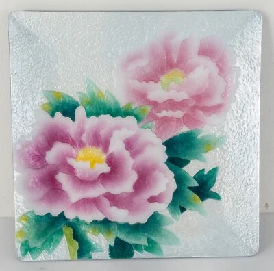 Bandeja esmaltada vintage Mid-Century Ando Cloisonne con flores Foto 1 de 4