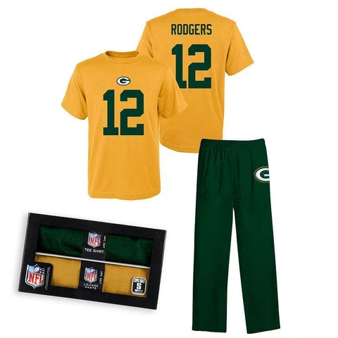 Aaron Rodgers Green Bay Packers Sleepwear Pajama 2 pc Set - Boys Small (4) Cover