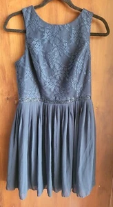 Spreckles Junior Girls Cocktail Dress Size 11 Navy Blue Lace Pleated - Picture 1 of 5