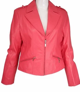 S size Women Real Lambskin Light Simple Fashion Motorcyle Look Jacket - Picture 1 of 2