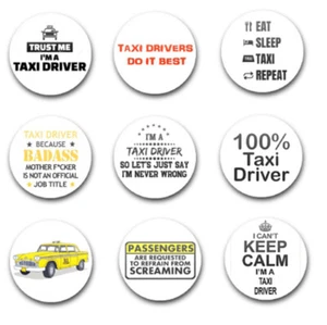 INSIGNIAS BOTÓN 25mm 1" PULGADA x9 TAXI CABINA DRIVER - Imagen 1 de 1