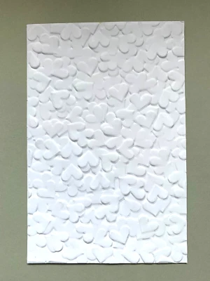 3D Embossed Card / Topper. HEART design White x 4 ...300gsm. ...(G)