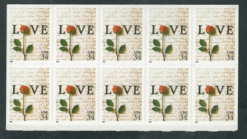 Scott # 3497...34 Cent...LOVE...Booklet Pane of 10 - Image 1 of 1