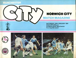 Manchester City v Norwich City 24/01/81 FA Cup 4th Round - Picture 1 of 1