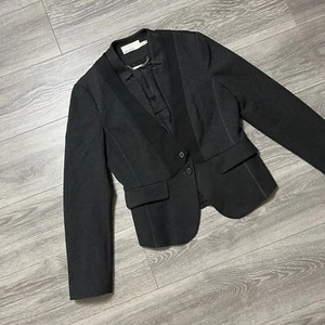 Karen Millen Button Tailored Blazer Jacket Career Charcoal Gray Black US 8 M - Picture 1 of 12